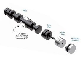 40TE, 40TES, 41AE, 41TE, 41TES, 42LE, 42RLE, 45RFE, 545RFE, 62TE, 68RFE Fits bores containing OE switch valve with .420" dia. large spool only. Oversized Solenoid Switch Valve & Plug Kit 4th Clutch burned; Bind-up; Codes 841, 868, 871, 988, 1775, 1776; En, 68RFE, Transmission parts, tooling and kits