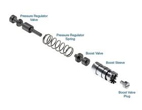 U151E, U151F, U250E  Oversized Pressure Regulator & Boost Valve Kit Clutch & band failures; Low line pressure; High line pressure; Soft shifts; Harsh shifts; High line pressure in Reverse; Low converter pressure, U250E, U150E