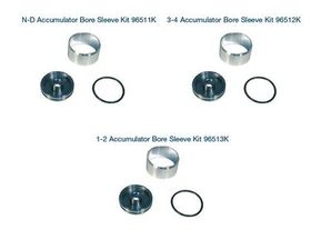 AX4S, AXOD, AXODE Services all 3 accumulator bores Accumulator Bore Sleeve Master Kit Flare shifts; Harsh shifts; Delayed engagement, AX4S, AXOD